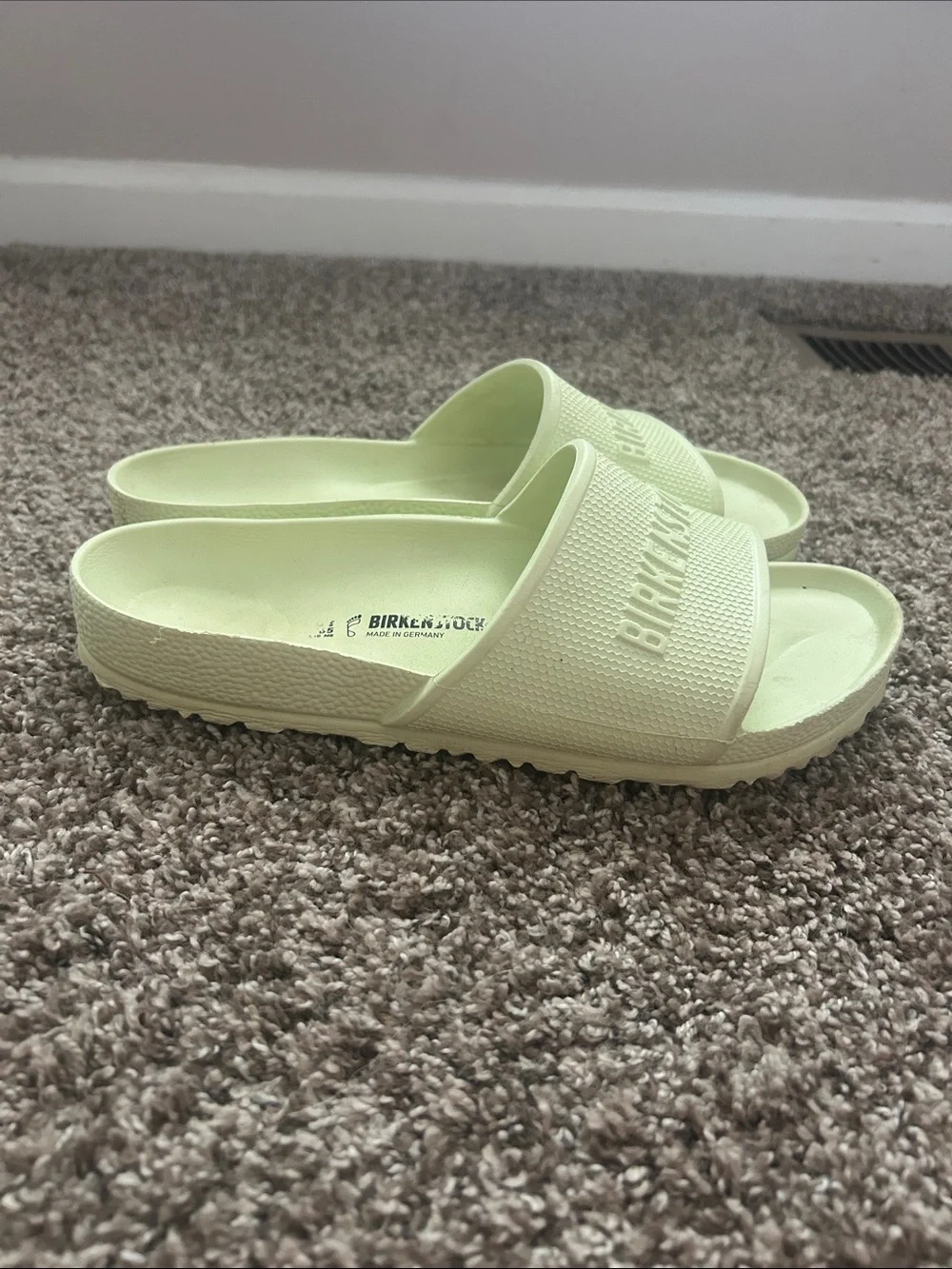 Birkenstock Cream EVA Slide Sandals with Embossed Logo
